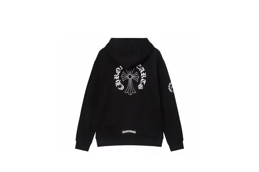 Q12—P230 -Chrome Hearts/Chrome Hearts printed zipper sweatshirt cardigan jacket -420 grams of high-density, high-quality wool, soft, delicate and skin-friendly, soft and silky to the touch, warm and skin-friendly -The hardware zipper accessories are all customized and full of details -Colour: black white -Size: S M L XL